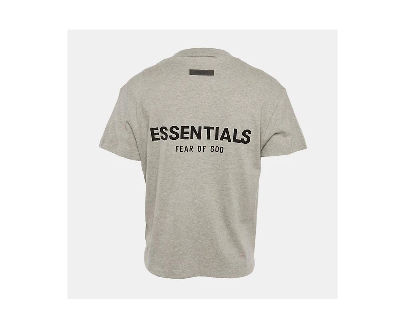 Pre-Owned Fear Of God Men's Essentials Dark Grey Cotton Knit Crewneck T-Shirt