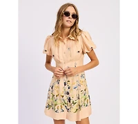 En Saison Women's Carrera Collared Mini Shirt Dress