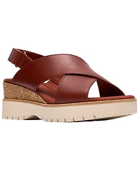 Clarks Women's Diaz Cross Round Toe Wedge Sandals
