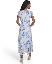 Tommy Hilfiger Women's Flutter-Sleeve V-Neck Midi Dress