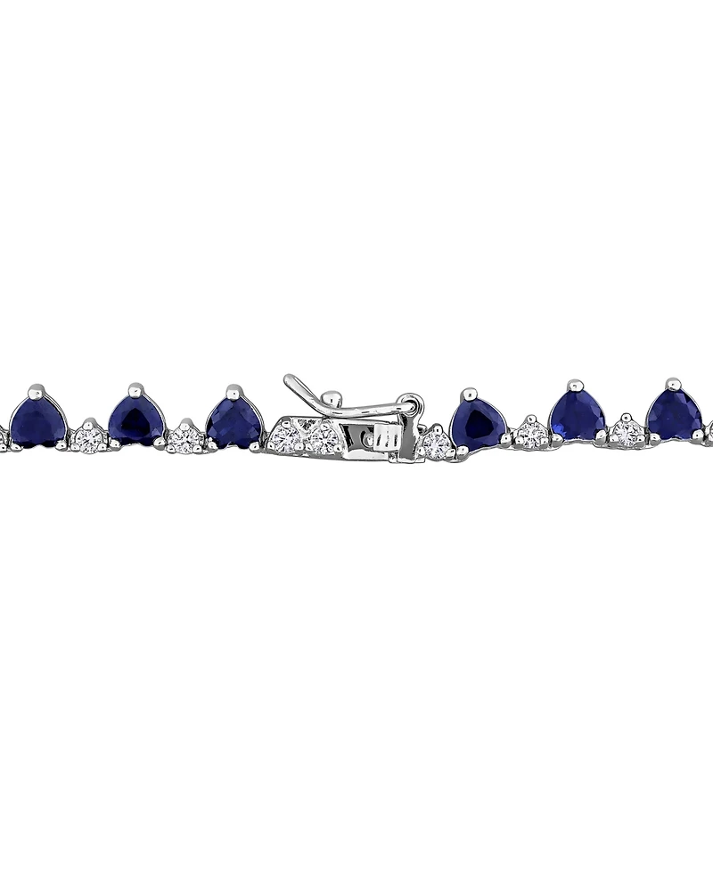 Macy's Sapphire (17 ct. t.w.) and White (2-1/3 Heart Necklace Sterling Silver