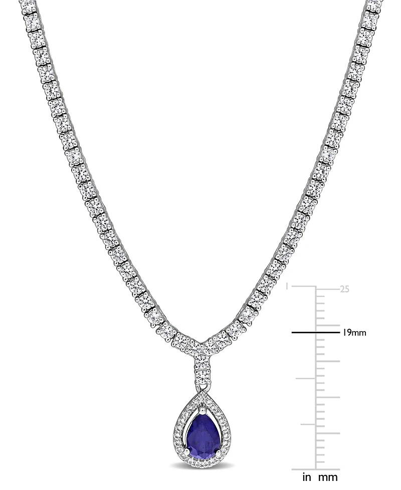 Macy's Sapphire (1-1/6 ct. t.w.) and White Sapphire (2-7/8 ct. t.w.) Pendant Necklace in Sterling Silver