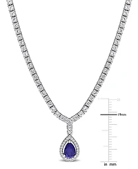 Macy's Sapphire (1-1/6 ct. t.w.) and White Sapphire (2-7/8 ct. t.w.) Pendant Necklace in Sterling Silver