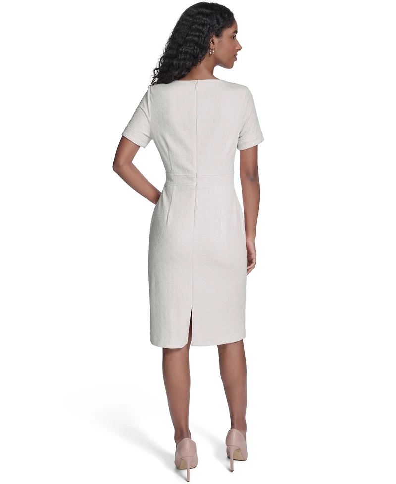 Tommy Hilfiger Women's Short-Sleeve Wicker Weave Shift Dress