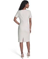 Tommy Hilfiger Women's Short-Sleeve Wicker Weave Shift Dress