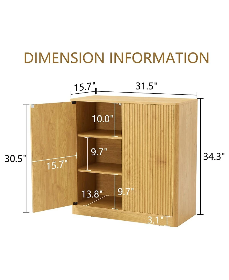 Streamdale Furniture 31.5" Modern Wavy Sideboard Cabinet with Curved Design, 2 Doors.