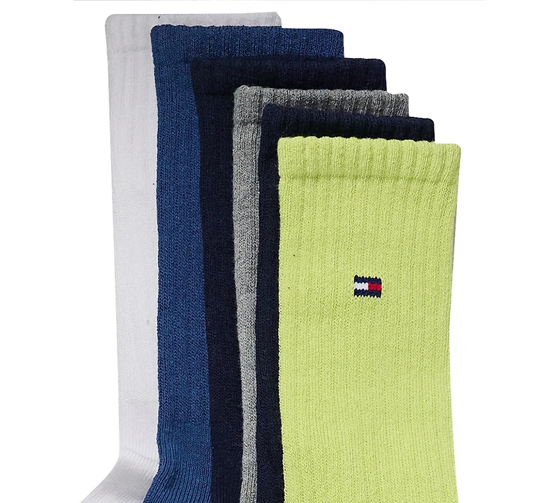 Tommy Hilfiger Men's Cushion Sole Sports Crew Socks, 6-Pack