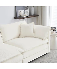 Lovmor White 5 Seat U shaped Sectional Sofa with Reversible Footrest 2 Ottomans