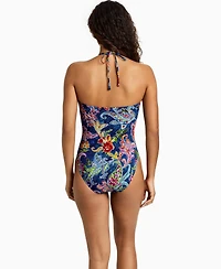 Lauren Ralph Women's Ring Bandeau Neck One-Piece Swimsuit