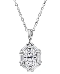 Macy's Moissanite (2-1/5 ct. t.w.) Cluster Pendant Necklace in Sterling Silver