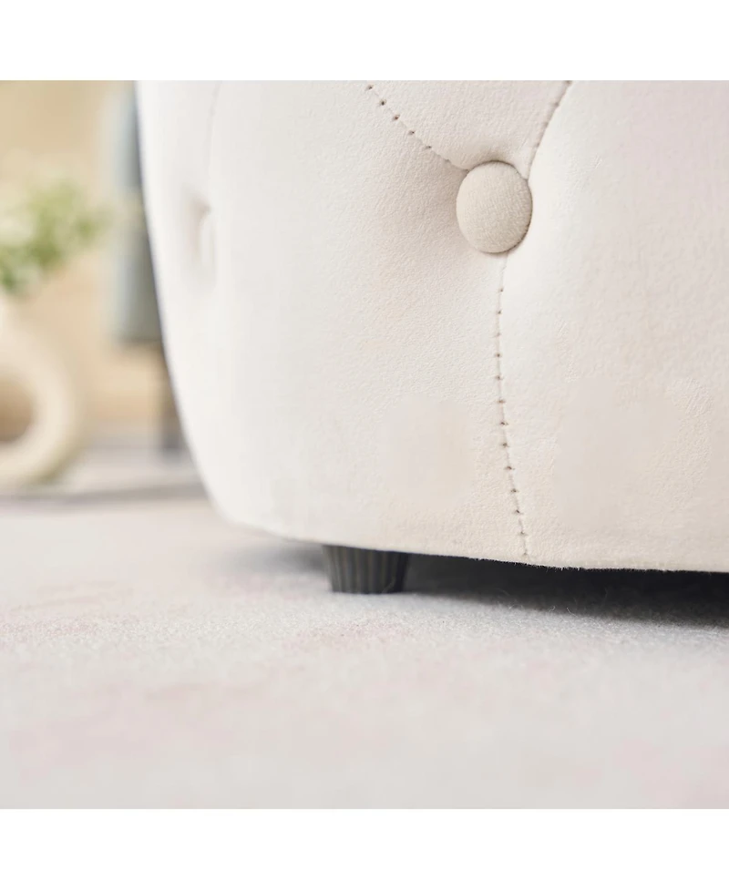 Streamdale Furniture Luxurious Velvet Nesting Ottomans (Set of 2) - 4-in-1 Storage, Wood Tray, Beige