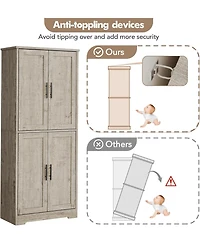 gaomon 70" Tall Kitchen Pantry Cabinet with Doors and Adjustable Shelves, Freestanding Storage Cabinet, Grey