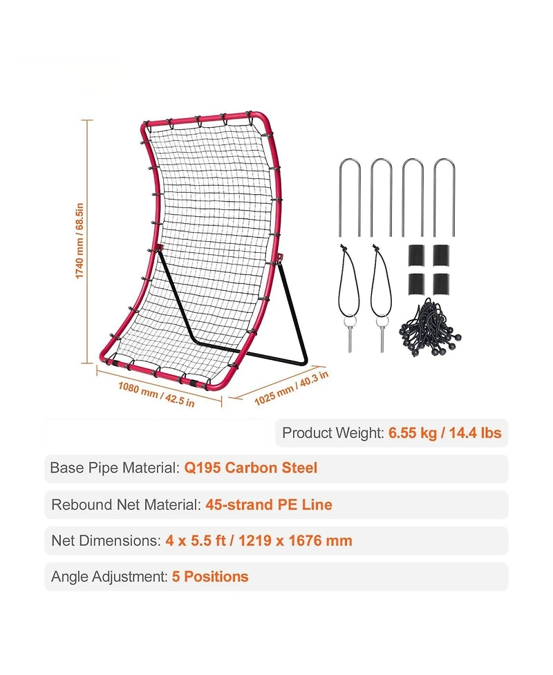 Mecale Baseball/Softball Rebounder Net, 4' x 5.5', Pitchback Trainer w/ Target, All-Angle Fielding Practice