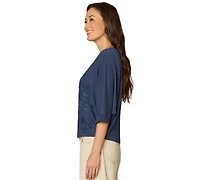 Democracy Petite Dolman-Sleeve Crew Neck Top