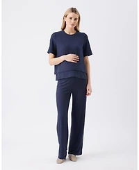 Ripe Maternity Mike Rib Nursing Top Navy