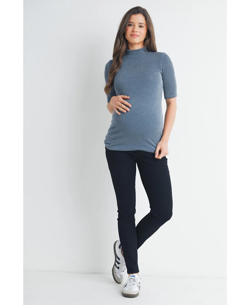 Hello Miz Maternity Ribbed Mock Neck Top