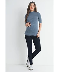 Hello Miz Maternity Ribbed Mock Neck Top