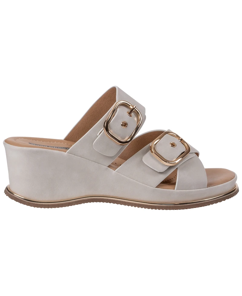 Gc Shoes Women's Olana Buckle Round Toe Wedge Sandals