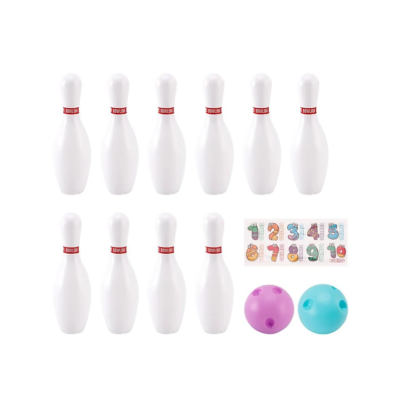 Bruce & Shark Kids Glow Bowling Set with 10 Pins & 2 Balls for Indoor/Outdoor Party Fun