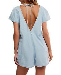 Free People Women's Fall V-Neck Denim Romper