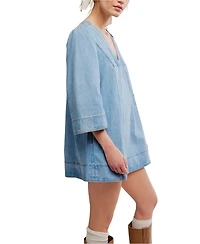 Free People Women's Goldie Balloon-Sleeve V-Neck Dress