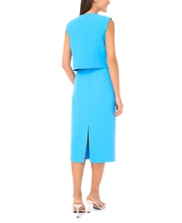 CeCe Women's Shoulder Pad Cropped Boxy Vest Top