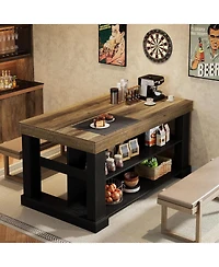 Tribesigns Kitchen Island with 3 Shelves, 55 Inches Width Shelf Large Worktop