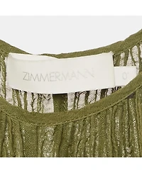 Pre-Owned Zimmermann Women's Olive Green Ramie & Cotton Belted Jumpsuit