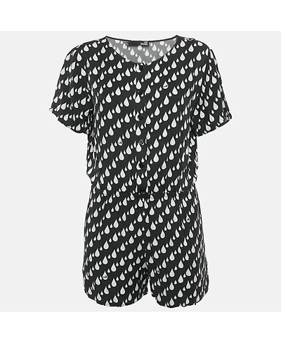 Pre-Owned Love Moschino Women's Black Drop Print Short Sleeved Playsuit