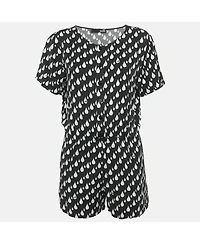 Pre-Owned Love Moschino Women's Black Drop Print Short Sleeved Playsuit