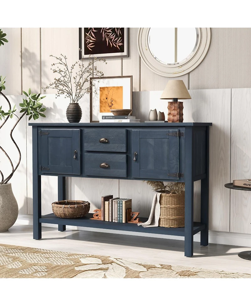 Streamdale Furniture Solid Wood Sideboard Console Table with 2 Drawers & Cabinets