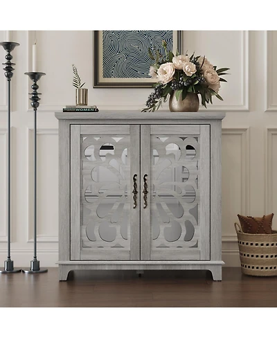 Streamdale Furniture Elegant sideboard with 2 acrylic mirrored doors, laminate & Mdf