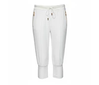 Pre-Owned Roberto Cavalli Women's White Cotton Rib Knit Detailed Cropped Joggers