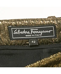 Pre-Owned Salvatore Ferragamo Women's Metallic Textured Lamé Pencil Skirt