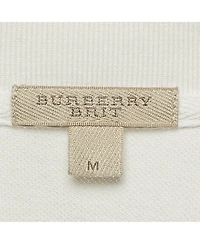 Pre-Owned Burberry Men's Brit White Pique Logo Detail Polo T-Shirt
