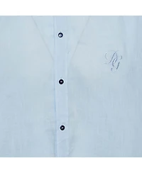 Pre-Owned Dolce & Gabbana Men's Blue Linen Logo Embroidered Shirt