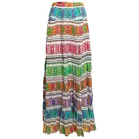 Pre-Owned Roberto Cavalli Women's Multicolor Printed Cotton Maxi Skirt