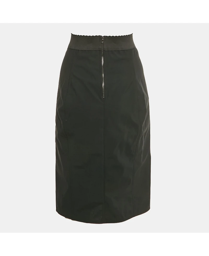 Pre-Owned Dolce & Gabbana Women's Black Stretch Crepe And Satin Pencil Skirt