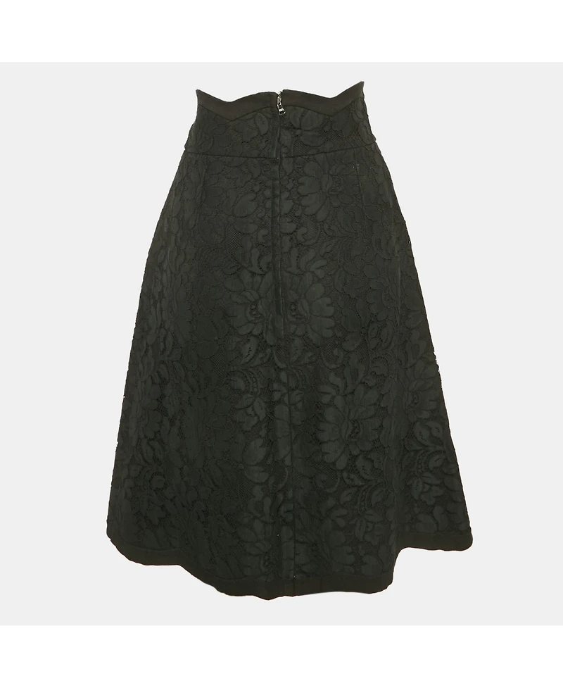 Pre-Owned Dolce & Gabbana Women's Black Lace Midi Skirt