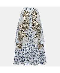 Pre-Owned Stella Mccartney Women's White Printed Silk Ruffled Midi Skirt