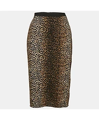 Pre-Owned Dolce & Gabbana Women's Brown Animal Print Crepe Midi Skirt