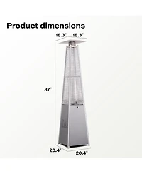 Decksplore 48,000 Btu Stainless Steel Pyramid Patio Flame Propane Gas Patio Heater with Wheels