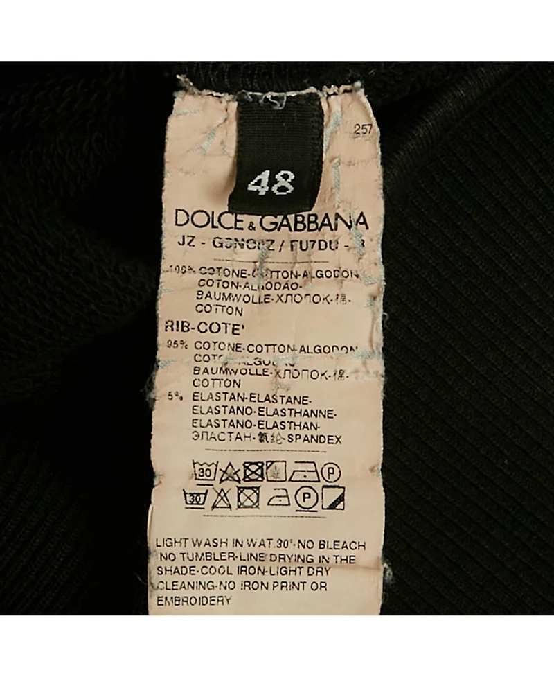 Pre-Owned Dolce & Gabbana Men's Black Logo Embroidered Cotton Sweatshirt