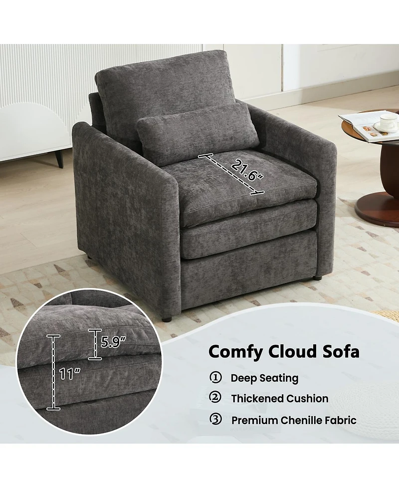 Streamdale Furniture Cozy Upholstered Oversized Comfy Cloud Sofa