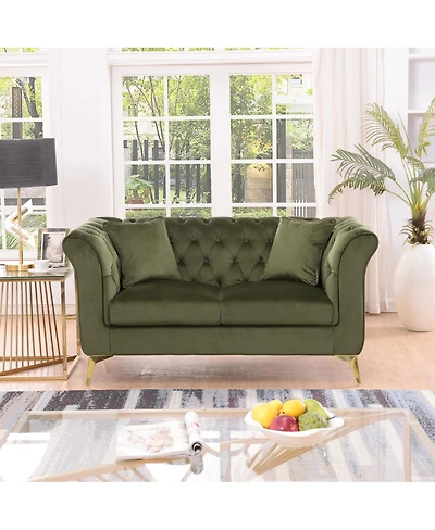 Streamdale Furniture Chesterfield Stanford Sofa, Tufted, Trinkled Fabric, Loveseater