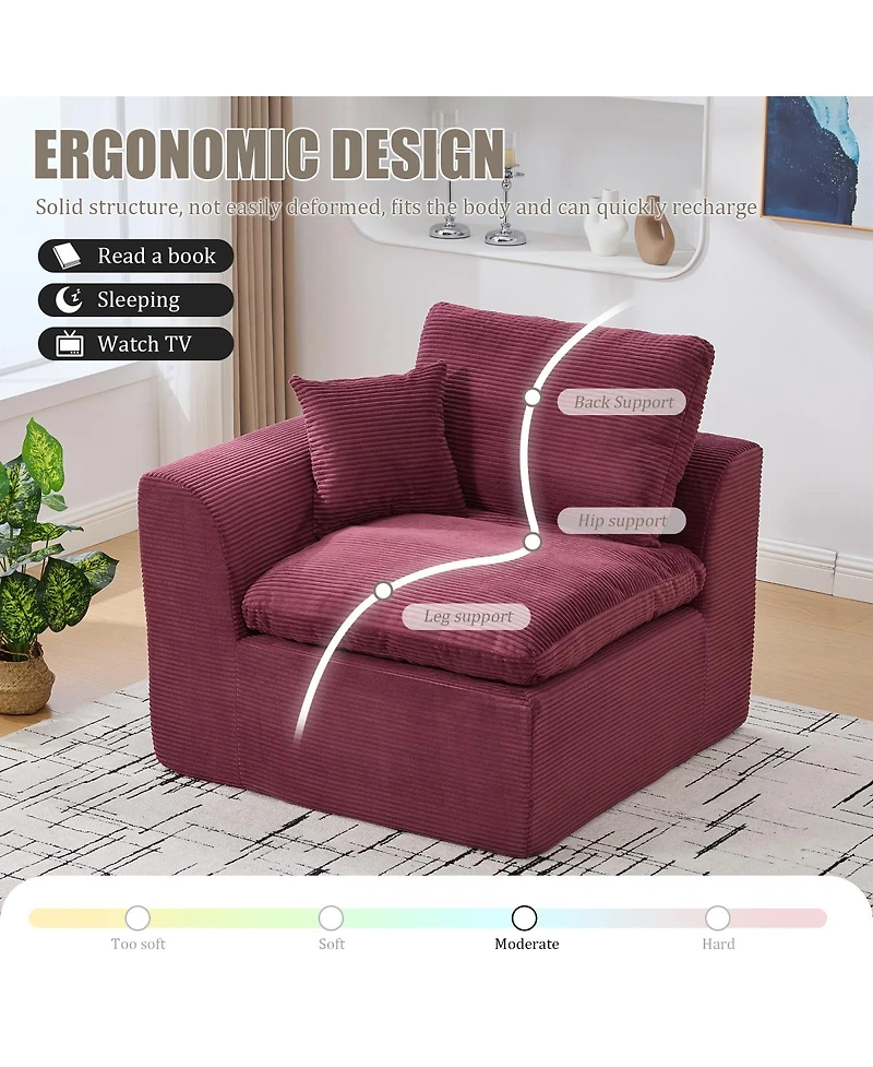 Streamdale Furniture Modular Sectional Sofa Cloud Couch, Comfy Modern 2 Seater with Removable Cushion Covers