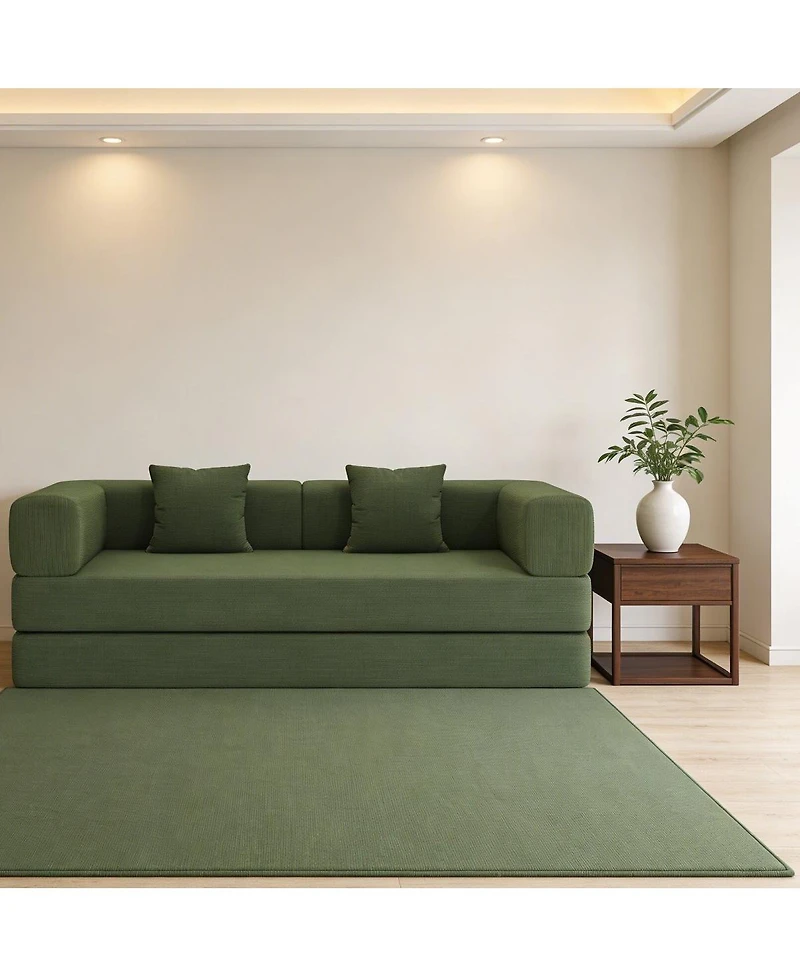 Streamdale Furniture Convertible Corduroy Sleeper Sofa Bed with Pillow - Green