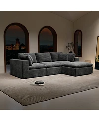 Streamdale Furniture Modular Upholstered Corduroy Sectional Sofa, Gray