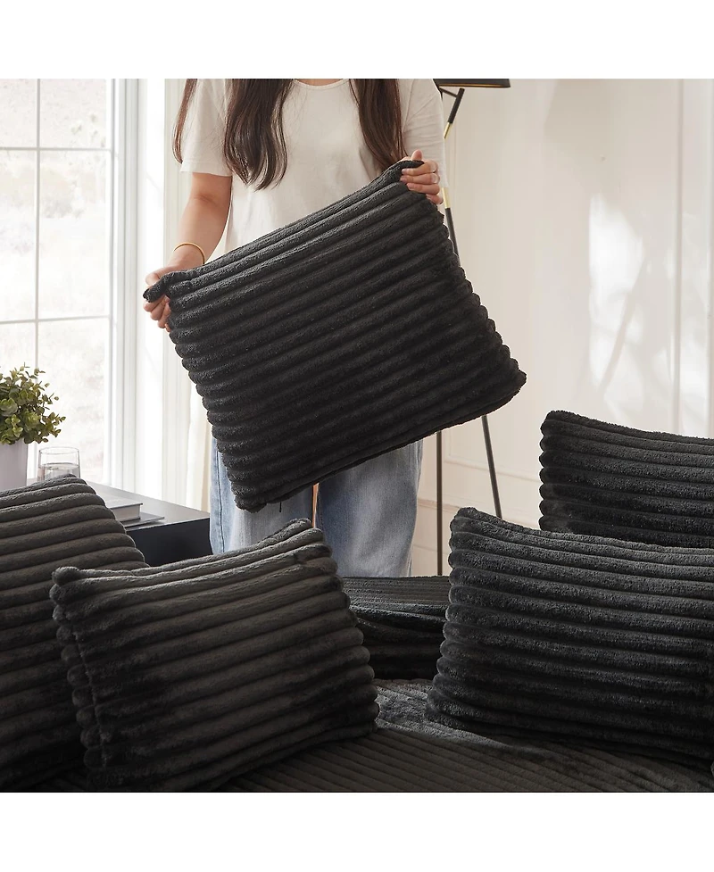 Streamdale Furniture 78.5-Inch Corduroy Semi-Circular 2-in-1 Sofa Bed with Neck Pillow & 5 Throw Pillows