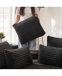 Streamdale Furniture 78.5-Inch Corduroy Semi-Circular 2-in-1 Sofa Bed with Neck Pillow & 5 Throw Pillows